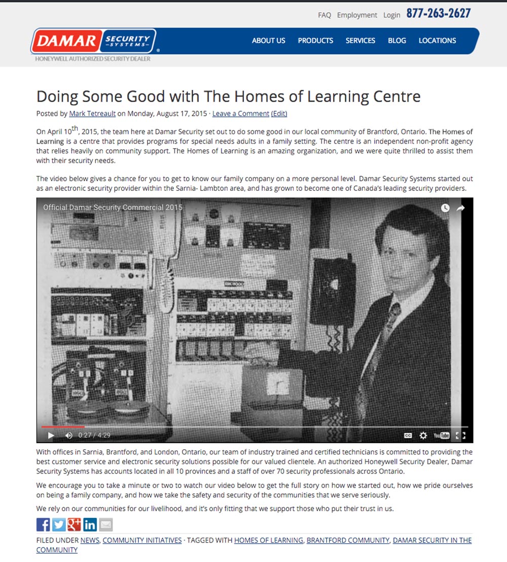 Portfolio - Damar Security Systems Blog Page